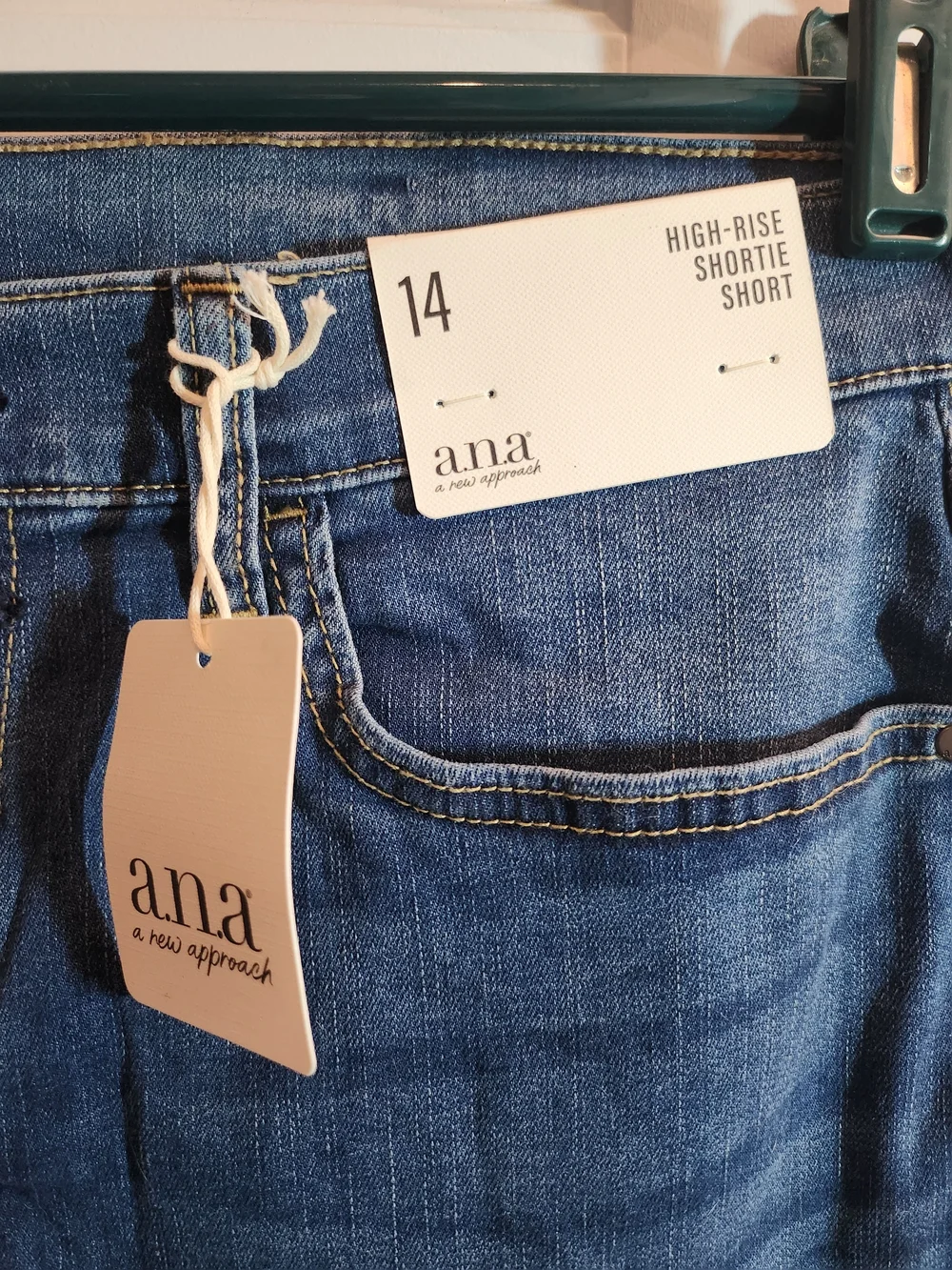 a.n.a Dark Blue High-Rise Button-Front Denim Shorts - Picture 3 of 10